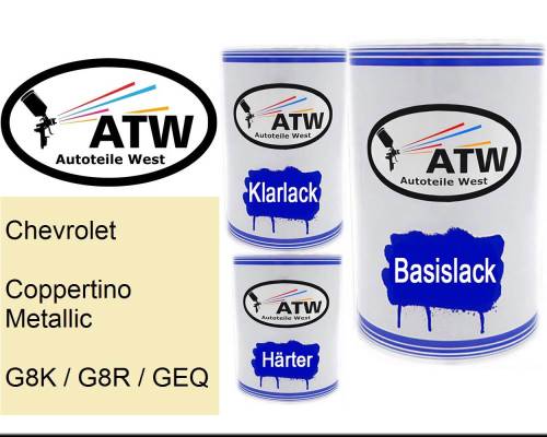 Chevrolet, Coppertino Metallic, G8K / G8R / GEQ: 500ml Lackdose + 500ml Klarlack + 250ml Härter - Set, von ATW Autoteile West.